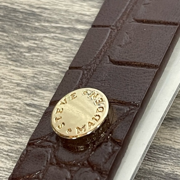 Steve Madden Women's Belt Textured Brown/Gold Buckle L. 42 In. - Picture 3 of 6